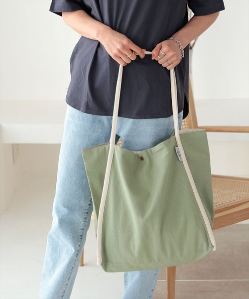 DONOBAN（ドノバン）の「パイピング細ハンドルトート [E]（トートバッグ・レディース・キナリ/オレンジ/ネイビー/チャコール/モスグリーン・ONESIZE）」の4枚目の写真