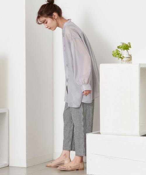 POU DOU DOU（プードゥドゥ）の「シアーチャイナシャツ（シャツ/ブラウス・レディース・グレー/アイボリー/ミント・3）」の18枚目の写真