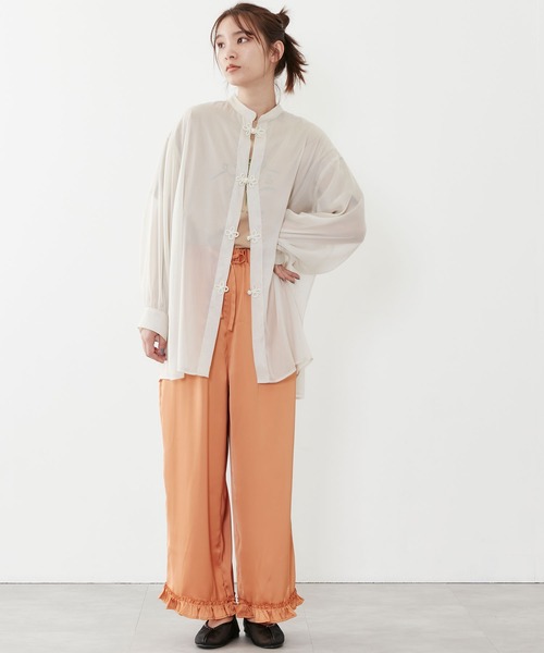 POU DOU DOU（プードゥドゥ）の「シアーチャイナシャツ（シャツ/ブラウス・レディース・グレー/アイボリー/ミント・3）」の7枚目の写真