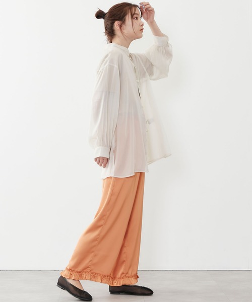 POU DOU DOU（プードゥドゥ）の「シアーチャイナシャツ（シャツ/ブラウス・レディース・グレー/アイボリー/ミント・3）」の16枚目の写真