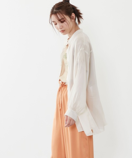 POU DOU DOU（プードゥドゥ）の「シアーチャイナシャツ（シャツ/ブラウス・レディース・グレー/アイボリー/ミント・3）」の22枚目の写真