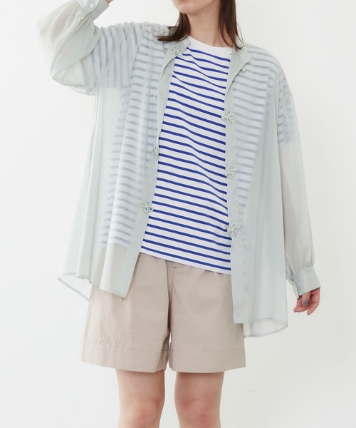 POU DOU DOU（プードゥドゥ）の「シアーチャイナシャツ（シャツ/ブラウス・レディース・グレー/アイボリー/ミント・3）」の11枚目の写真