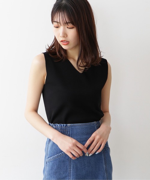 FREE'S MART（フリーズマート）の「◆総針Vネックノースリーブニット（ニット/セーター・レディース・ホワイト/ブラック/ベージュ/オレンジ・FREE）」の8枚目の写真