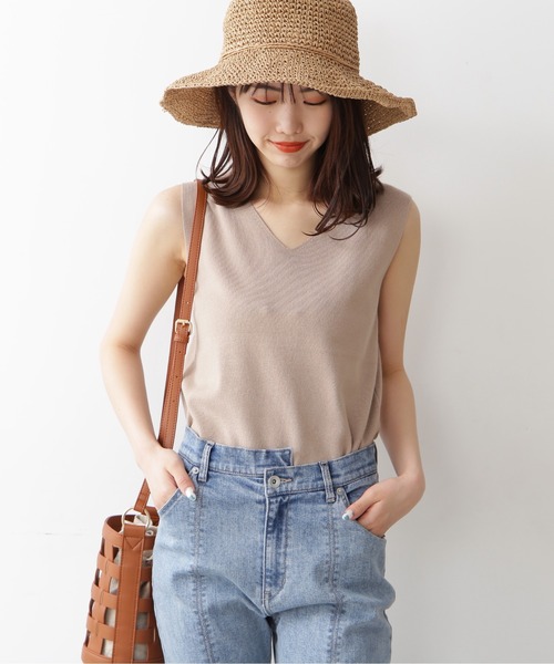 FREE'S MART（フリーズマート）の「◆総針Vネックノースリーブニット（ニット/セーター・レディース・ホワイト/ブラック/ベージュ/オレンジ・FREE）」の12枚目の写真