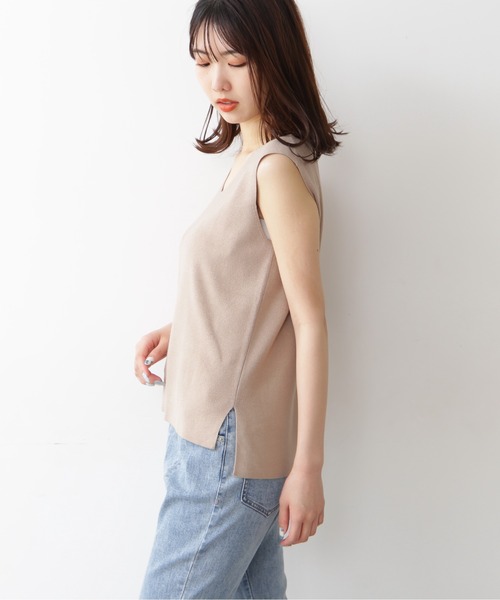 FREE'S MART（フリーズマート）の「◆総針Vネックノースリーブニット（ニット/セーター・レディース・ホワイト/ブラック/ベージュ/オレンジ・FREE）」の9枚目の写真