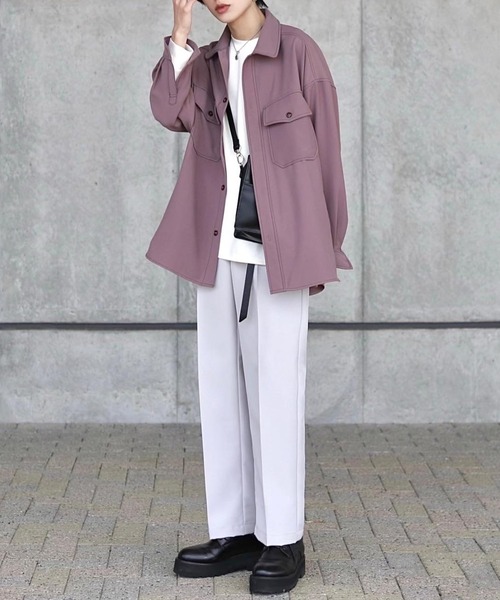 Loose/ルース(ルース)の「ハイウエスト フルレングス ストレートパンツ(スラックス・メンズ・ブラック/オフホワイト/グレー系その他/グレイッシュベージュ・S/M/L)」の16枚目の写真