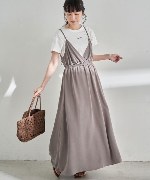 earth music&ecology（アースミュージックアンドエコロジー）の「カシュクールキャミワンピース ＊（ワンピース・レディース・モカ/ミント/その他・FREE）」の2枚目の写真