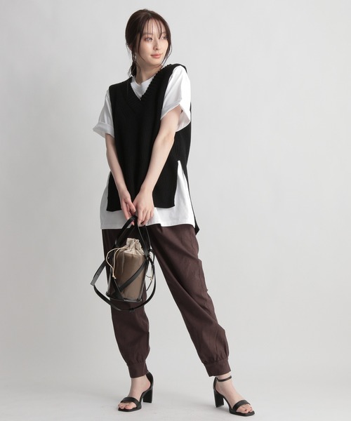 Andemiu（アンデミュウ）の「タックジョガーパンツ950335（その他パンツ・レディース・ホワイト/ブラウン/ネイビー・SMALL/MEDIUM）」の5枚目の写真