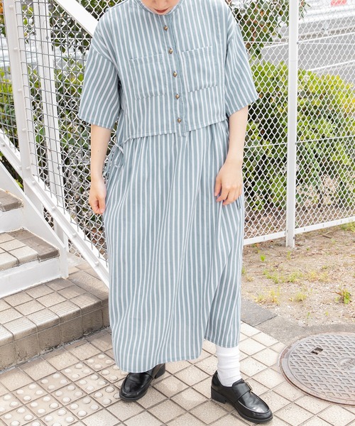 kutir（クティール）の「レイヤード風シャツワンピース（シャツワンピース・レディース・ホワイト/ブラック/ブルー系その他・FREE）」の17枚目の写真