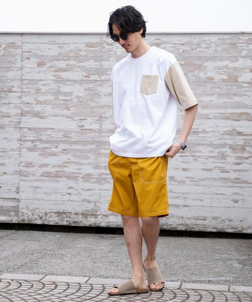 coen（コーエン）の「ソデハイショクポケットTシャツ（Tシャツ/カットソー・メンズ・ライトグレー/ベージュ/ライム・SMALL/MEDIUM/LARGE/X-LARGE）」の4枚目の写真