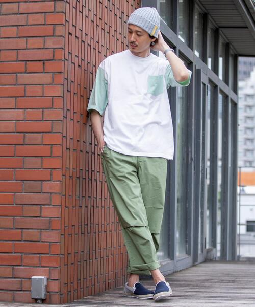 coen（コーエン）の「ソデハイショクポケットTシャツ（Tシャツ/カットソー・メンズ・ライトグレー/ベージュ/ライム・SMALL/MEDIUM/LARGE/X-LARGE）」の15枚目の写真