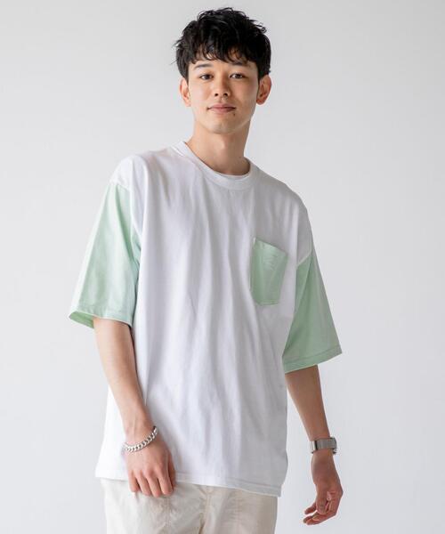 coen（コーエン）の「ソデハイショクポケットTシャツ（Tシャツ/カットソー・メンズ・ライトグレー/ベージュ/ライム・SMALL/MEDIUM/LARGE/X-LARGE）」の17枚目の写真