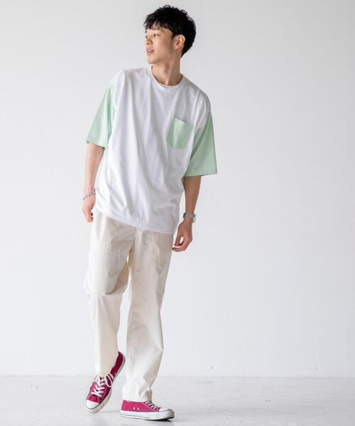 coen（コーエン）の「ソデハイショクポケットTシャツ（Tシャツ/カットソー・メンズ・ライトグレー/ベージュ/ライム・SMALL/MEDIUM/LARGE/X-LARGE）」の18枚目の写真