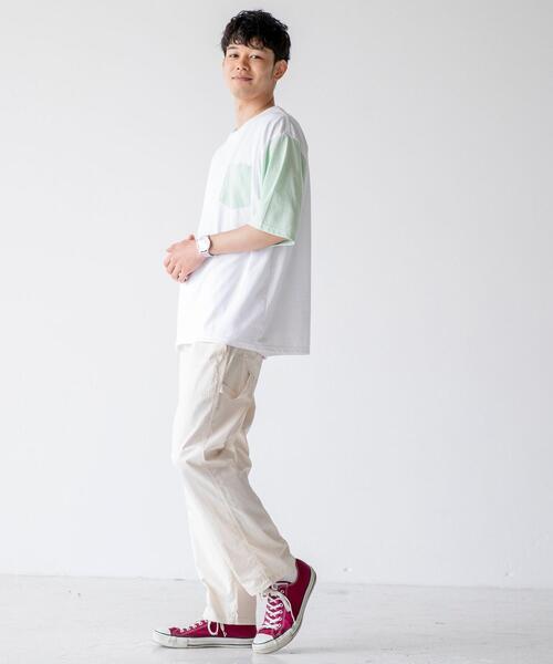 coen（コーエン）の「ソデハイショクポケットTシャツ（Tシャツ/カットソー・メンズ・ライトグレー/ベージュ/ライム・SMALL/MEDIUM/LARGE/X-LARGE）」の19枚目の写真