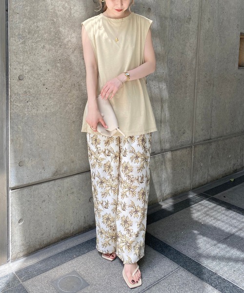 CAPRICIEUX LE'MAGE（カプリシューレマージュ）の「〈WEB限定〉リネンタッチボタニカルパンツ（その他パンツ・レディース・オフホワイト/ネイビー・FREE）」の18枚目の写真