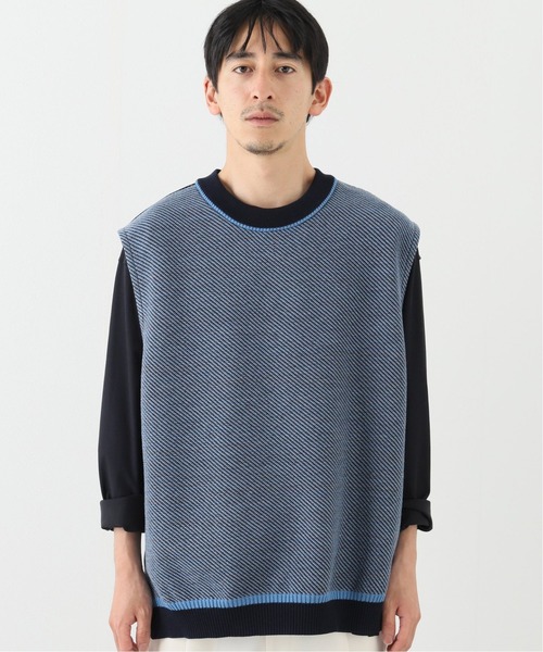 WRAPINKNOT（ラッピンノット）の「【WKED / ウィークエンド】 フェイクデニム ニットベスト（ベスト・メンズ・ネイビー・MEDIUM/LARGE）」の3枚目の写真