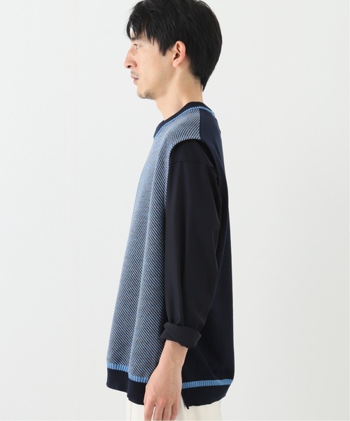 WRAPINKNOT（ラッピンノット）の「【WKED / ウィークエンド】 フェイクデニム ニットベスト（ベスト・メンズ・ネイビー・MEDIUM/LARGE）」の4枚目の写真