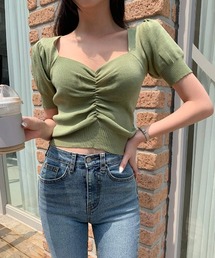 chuu | CHUU シャーリングニットソー(Tシャツ/カットソー)