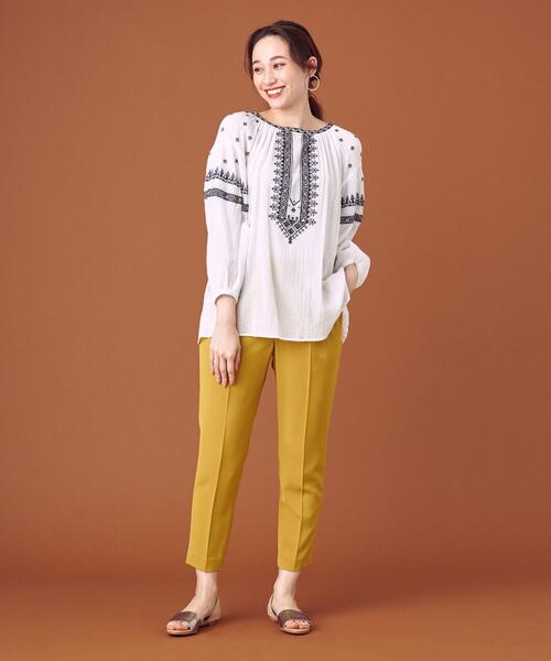 THE STATION STORE（ザ ステーション ストア）の「＜closet story（クローゼットストーリー）＞ ヨウリュウ シシュウ ギャザー スモックブラウス -ウォッシャブル-（シャツ/ブラウス・レディース・ホワイト/ブラック・FREE）」の11枚目の写真