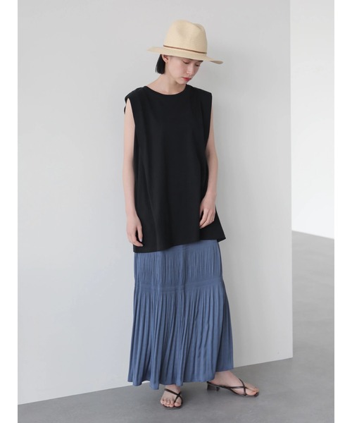 AMERICAN HOLIC（アメリカンホリック）の「サイドタックフレアノースリーブカットプルオーバー ＊（Tシャツ/カットソー・レディース・モカ/ブラック/オフホワイト/ライトグレー・M/L）」の12枚目の写真