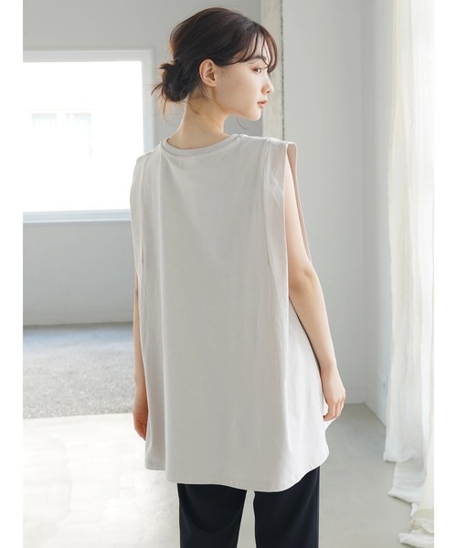 AMERICAN HOLIC（アメリカンホリック）の「サイドタックフレアノースリーブカットプルオーバー ＊（Tシャツ/カットソー・レディース・モカ/ブラック/オフホワイト/ライトグレー・M/L）」の20枚目の写真