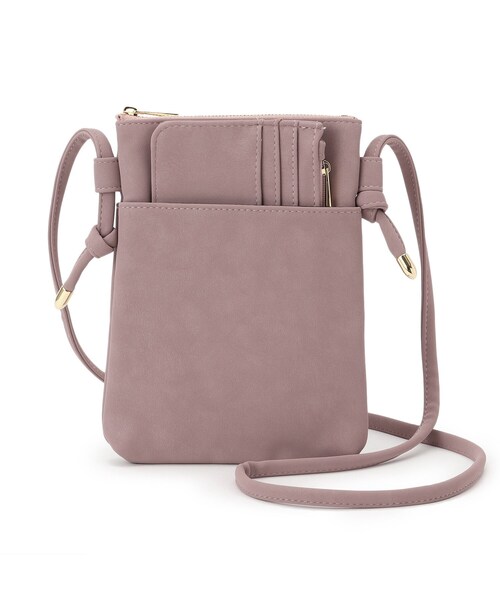 SHOO・LA・RUE（シューラルー）の「◆カードケース付縦型ポシェット（ショルダーバッグ・レディース・チャコールグレー/ベージュ/カーキ/ピンク系9・00）」の4枚目の写真