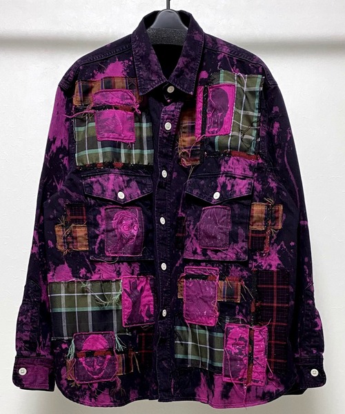 KIDILL(キディル)の「KIDILL × EDWIN Patch Denim Shirts (KLED19 P)(シャツ/ブラウス・メンズ・ブラック×グリーン/ブラック×ピンク・44/46)」の2枚目の写真