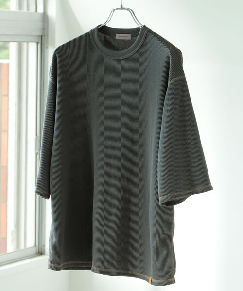 BEAMS LIGHTS（ビームスライツ）の「BEAMS LIGHTS / サーマル 半袖 Tシャツ（Tシャツ/カットソー・メンズ・グレー/オフホワイト/ネイビー・SMALL/MEDIUM/LARGE）」の4枚目の写真