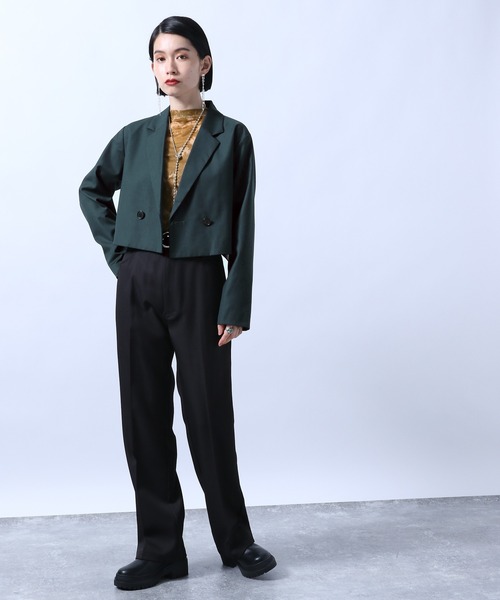 HARE（ハレ）の「センタープレスセミフレアパンツ(HARE)（スラックス・レディース・ブラック/ブルー/イエロー・S/M）」の6枚目の写真