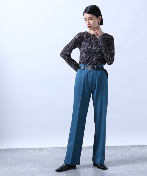 HARE（ハレ）の「センタープレスセミフレアパンツ(HARE)（スラックス・レディース・ブラック/ブルー/イエロー・S/M）」の14枚目の写真