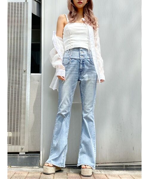 GYDA（ジェイダ）の「Wレースアップ2WAYビスチェ（キャミソール・レディース・ブラック/オフホワイト/マスタード/カーキ・FREE）」の5枚目の写真