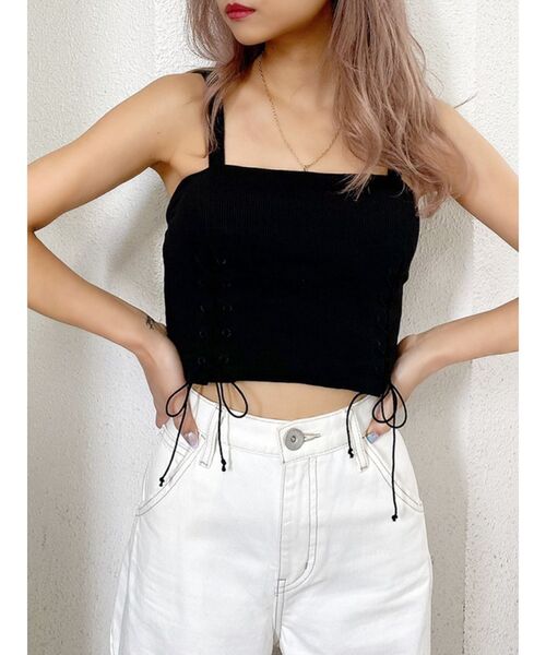 GYDA（ジェイダ）の「Wレースアップ2WAYビスチェ（キャミソール・レディース・ブラック/オフホワイト/マスタード/カーキ・FREE）」の12枚目の写真