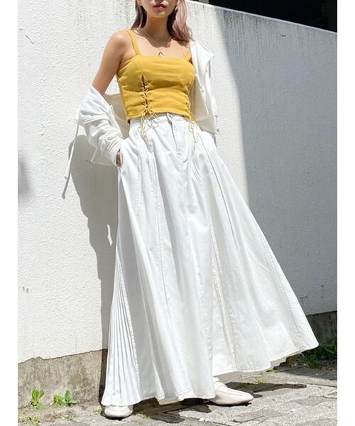 GYDA（ジェイダ）の「Wレースアップ2WAYビスチェ（キャミソール・レディース・ブラック/オフホワイト/マスタード/カーキ・FREE）」の21枚目の写真