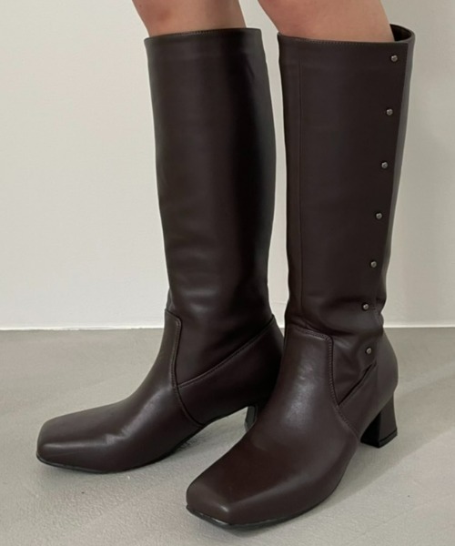 NEUNA（ヌナ）の「履き心地抜群スクエアトゥ/ヴィーガンレザーロングブーツ（ブーツ・レディース・ブラック/ブラウン・SMALL/MEDIUM/LARGE）」の11枚目の写真