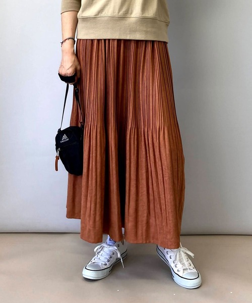 Grand PARK（グランドパーク）の「ミジンコール消しプリーツスカート（スカート・レディース・ブルーグレー/カーキ/ブラウン/ベージュ・FREE）」の3枚目の写真