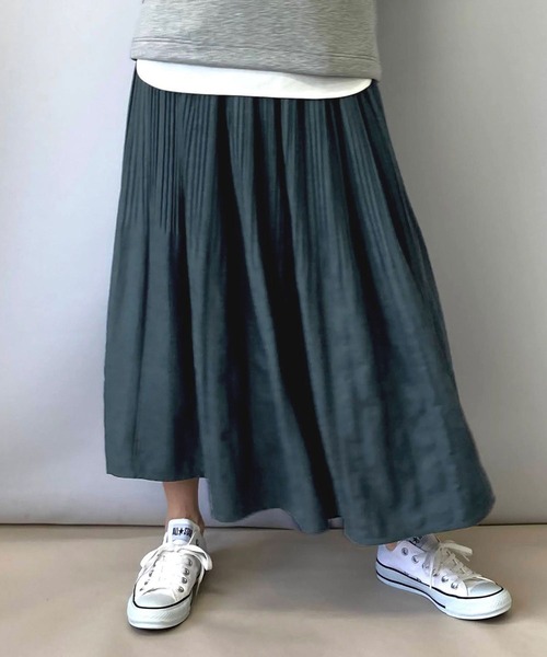 Grand PARK（グランドパーク）の「ミジンコール消しプリーツスカート（スカート・レディース・ブルーグレー/カーキ/ブラウン/ベージュ・FREE）」の2枚目の写真