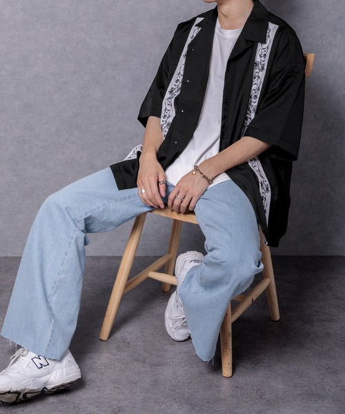 Adoon plain（アドーンプレーン）の「【Adoon plain】刺繍ラインシャツ（シャツ/ブラウス・メンズ・ブラック/カーキ・LARGE/MEDIUM）」の14枚目の写真