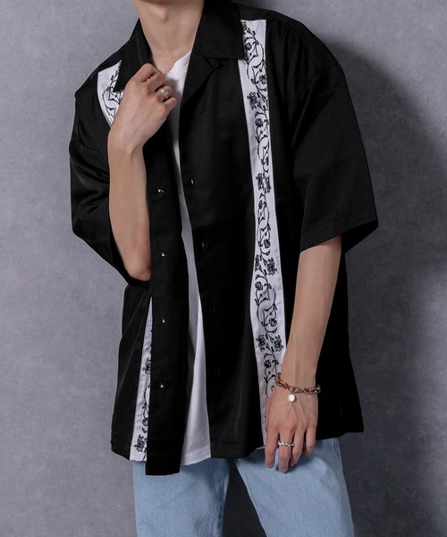 Adoon plain（アドーンプレーン）の「【Adoon plain】刺繍ラインシャツ（シャツ/ブラウス・メンズ・ブラック/カーキ・LARGE/MEDIUM）」の3枚目の写真