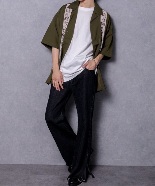 Adoon plain（アドーンプレーン）の「【Adoon plain】刺繍ラインシャツ（シャツ/ブラウス・メンズ・ブラック/カーキ・LARGE/MEDIUM）」の9枚目の写真