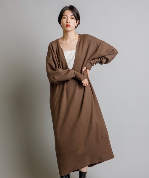 CIENA（シエナ）の「スヌードSET　Vネックニットワンピース（ワンピース・レディース・ブラック/ブラウン・FREE）」の18枚目の写真