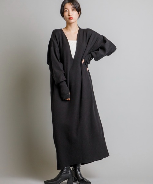 CIENA（シエナ）の「スヌードSET　Vネックニットワンピース（ワンピース・レディース・ブラック/ブラウン・FREE）」の8枚目の写真