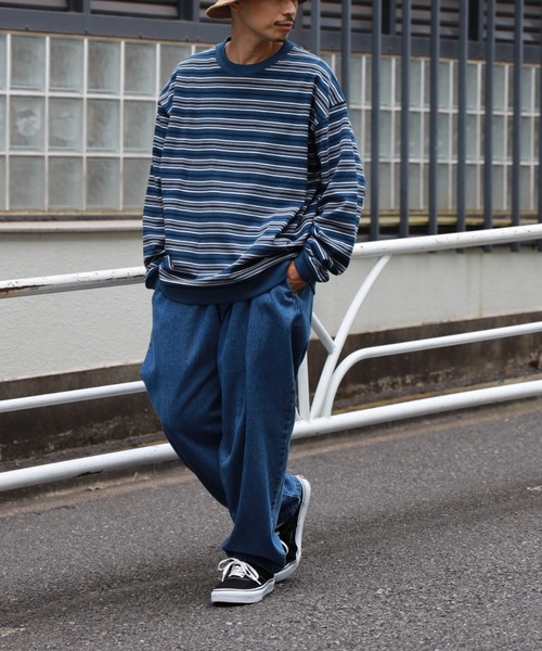 BACK NUMBER（バックナンバー）の「【BACK NUMBER】ビッグシルエットマルチボーダーロンT（Tシャツ/カットソー・メンズ・ネイビー/ブラック/ベージュ/グリーン・L/XL/S/M）」の16枚目の写真