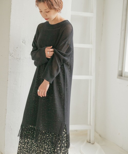 メッシュフリンジニットワンピース ワンピース Items Urbanresearch アイテムズ アーバンリサーチ のファッション通販 Zozotown