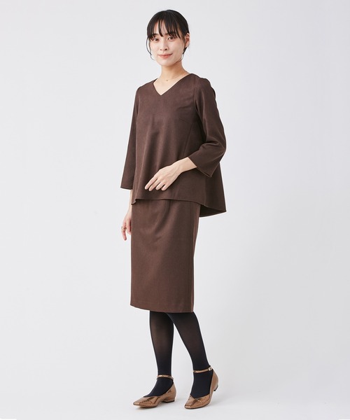 KASHIYAMA（カシヤマ）の「＜ウォッシャブル＞ウールライクポーリーツイルスリムタイトスカート（スカート・レディース・グレー/ピンクベージュ/モカ/ブラウン/ライトブルー・マルチサイズ）」の7枚目の写真