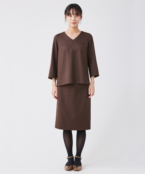 KASHIYAMA（カシヤマ）の「＜ウォッシャブル＞ウールライクポーリーツイルスリムタイトスカート（スカート・レディース・グレー/ピンクベージュ/モカ/ブラウン/ライトブルー・マルチサイズ）」の11枚目の写真