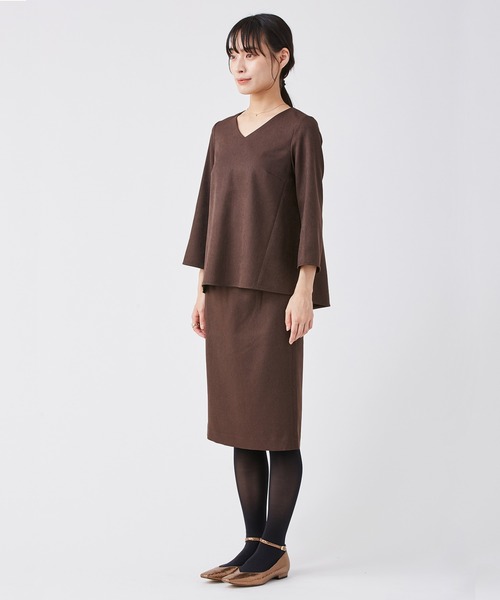 KASHIYAMA（カシヤマ）の「＜ウォッシャブル＞ウールライクポーリーツイルスリムタイトスカート（スカート・レディース・グレー/ピンクベージュ/モカ/ブラウン/ライトブルー・マルチサイズ）」の12枚目の写真