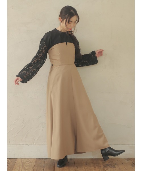 Green　Parks（グリーンパークス）の「・minia スクエアトゥストレッチブーツ＊＊（ブーツ・レディース・アイボリー/ブラック・S/LL/M/L）」の8枚目の写真