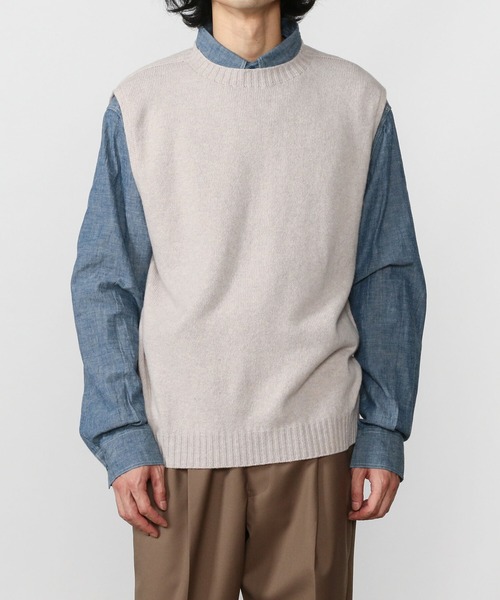 Morris & Sons(モリスアンドサンズ)の「【MORRIS & SONS】ジーロンラム ニットベスト MEN(ベスト・メンズ・ブラック/ネイビー/ダークグレー/オートミール・2/3)」の3枚目の写真