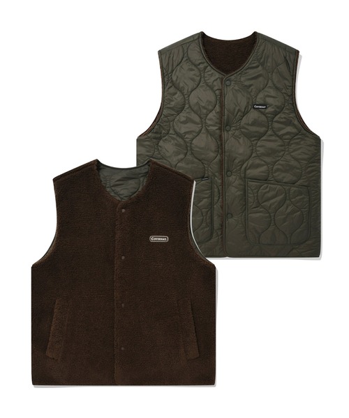 COVERNAT(カバーナット)の「【COVERNAT】REVERSIBLE BOA VEST / カバーナット リバーシブル ボア フリース キルティング ベスト(その他アウター・メンズ・アイボリー/セージグリーン/ブラウン/ブラック・SMALL/LARGE/MEDIUM/X-LARGE)」の3枚目の写真