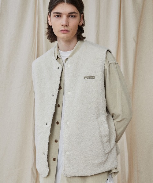 COVERNAT(カバーナット)の「【COVERNAT】REVERSIBLE BOA VEST / カバーナット リバーシブル ボア フリース キルティング ベスト(その他アウター・メンズ・アイボリー/セージグリーン/ブラウン/ブラック・SMALL/LARGE/MEDIUM/X-LARGE)」の7枚目の写真